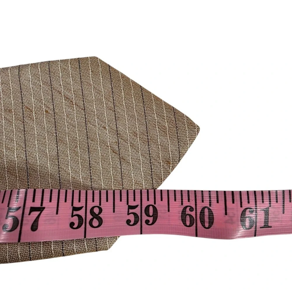 JAGUAR Striped Necktie Brown Gold‎ Tan Silk Blend Men's Formal Fashion